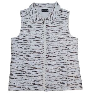 Activology Quilted Puffer Vest Size Large Brown White Zebra Cheetah Winter